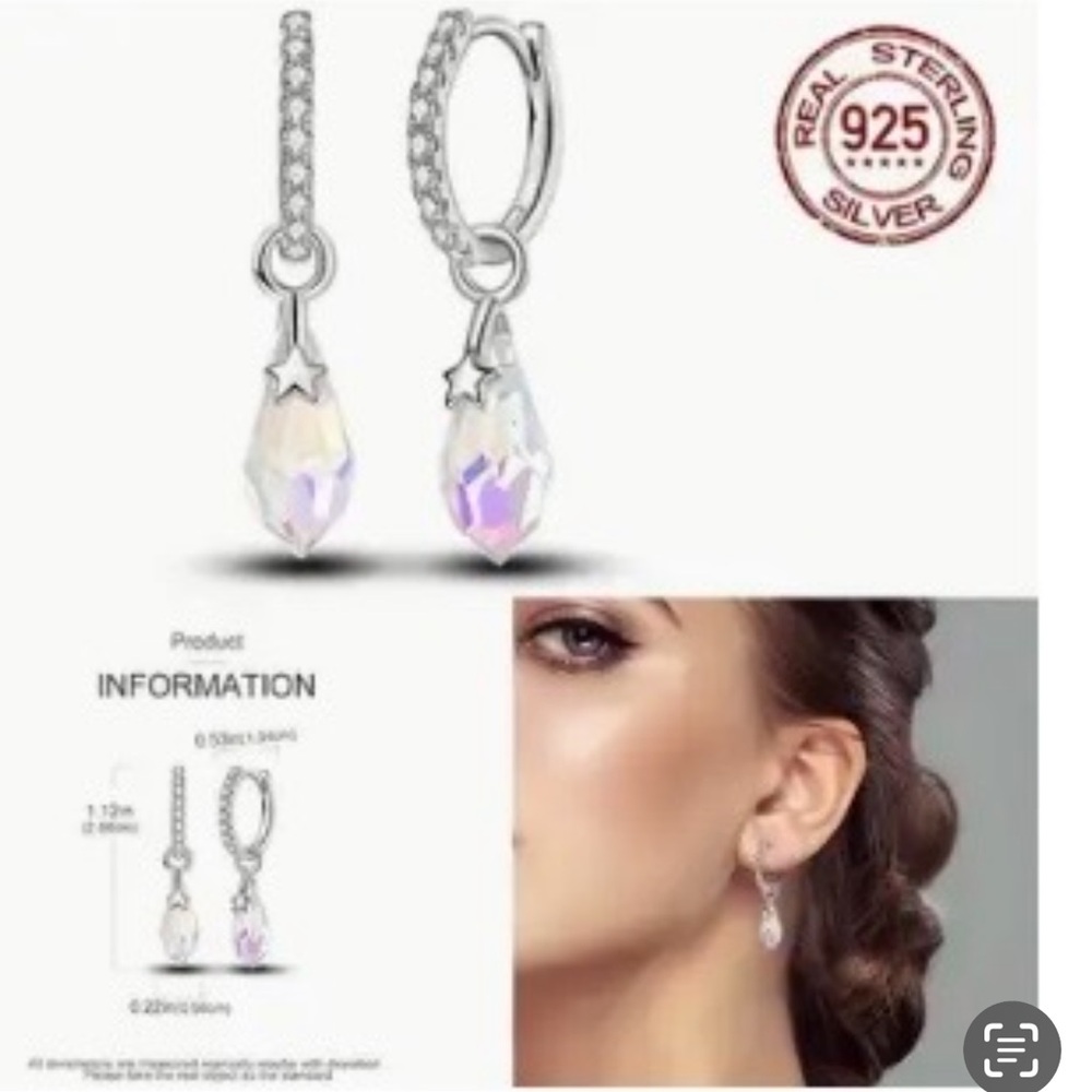 Sterling Silver Crystal Drop Earrings